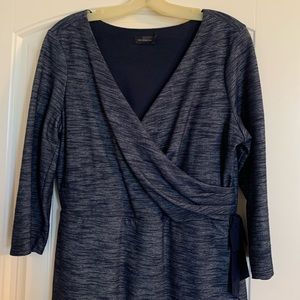 The Limited Blue Wrap Midi 3/4 Length Sleeve Dress- Size L